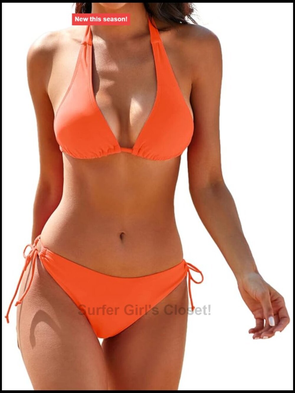 Sexy Halter Padded Bikini Set with Thong Bottom Side Tie Swimwear